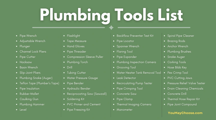 Plumbing Tools List