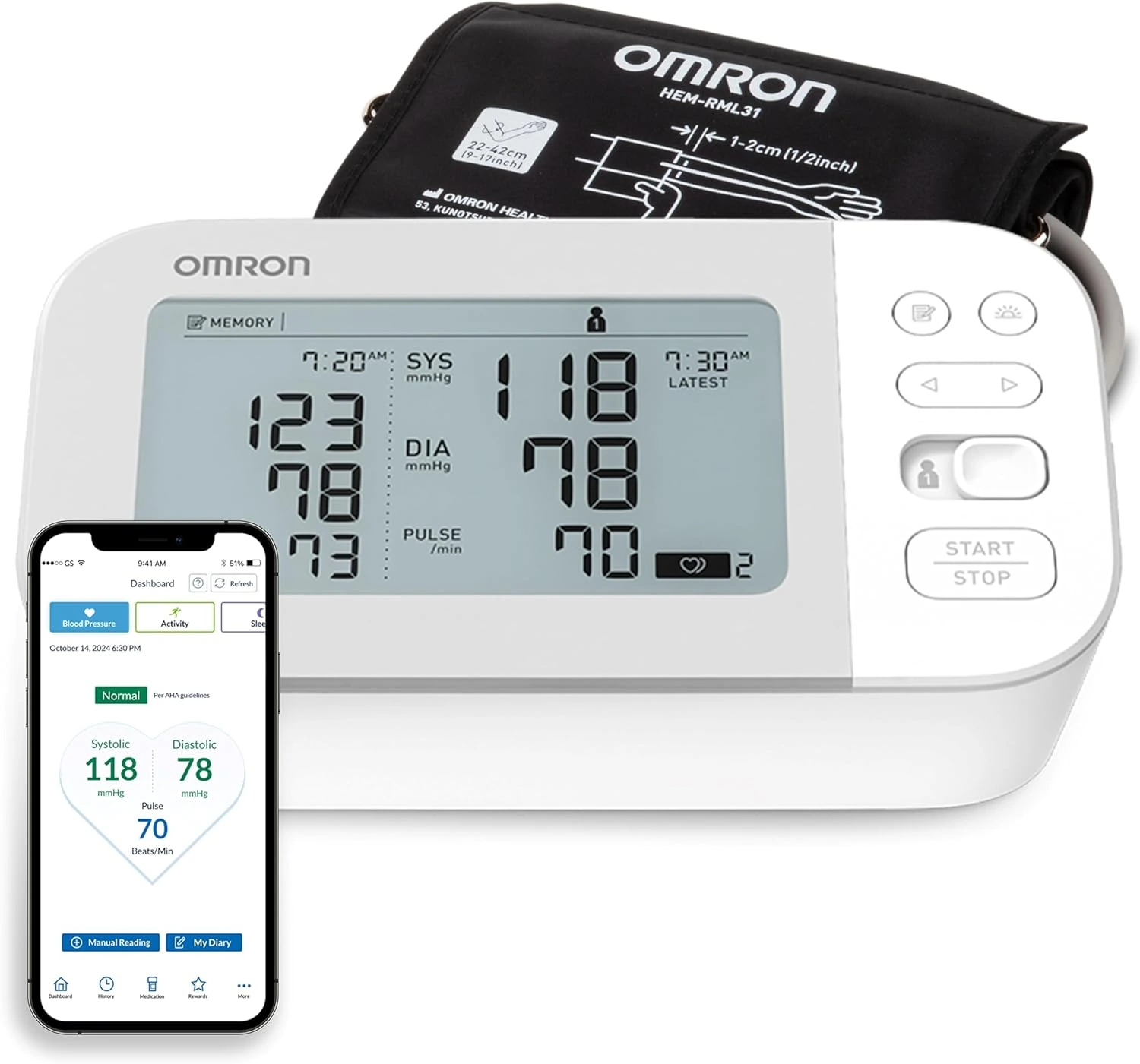 2 OMRON BP5350 BLOOD PRESSURE MONITOR-